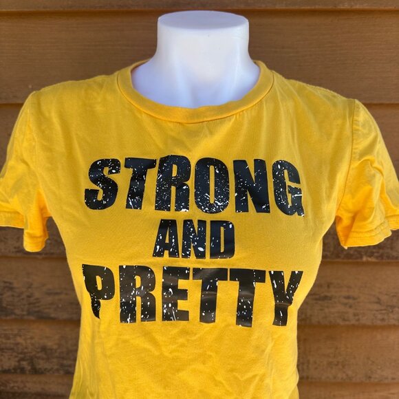 Strong And Pretty Yellow Graphic T-Shirt By Shein Size S - Picture 5 of 9